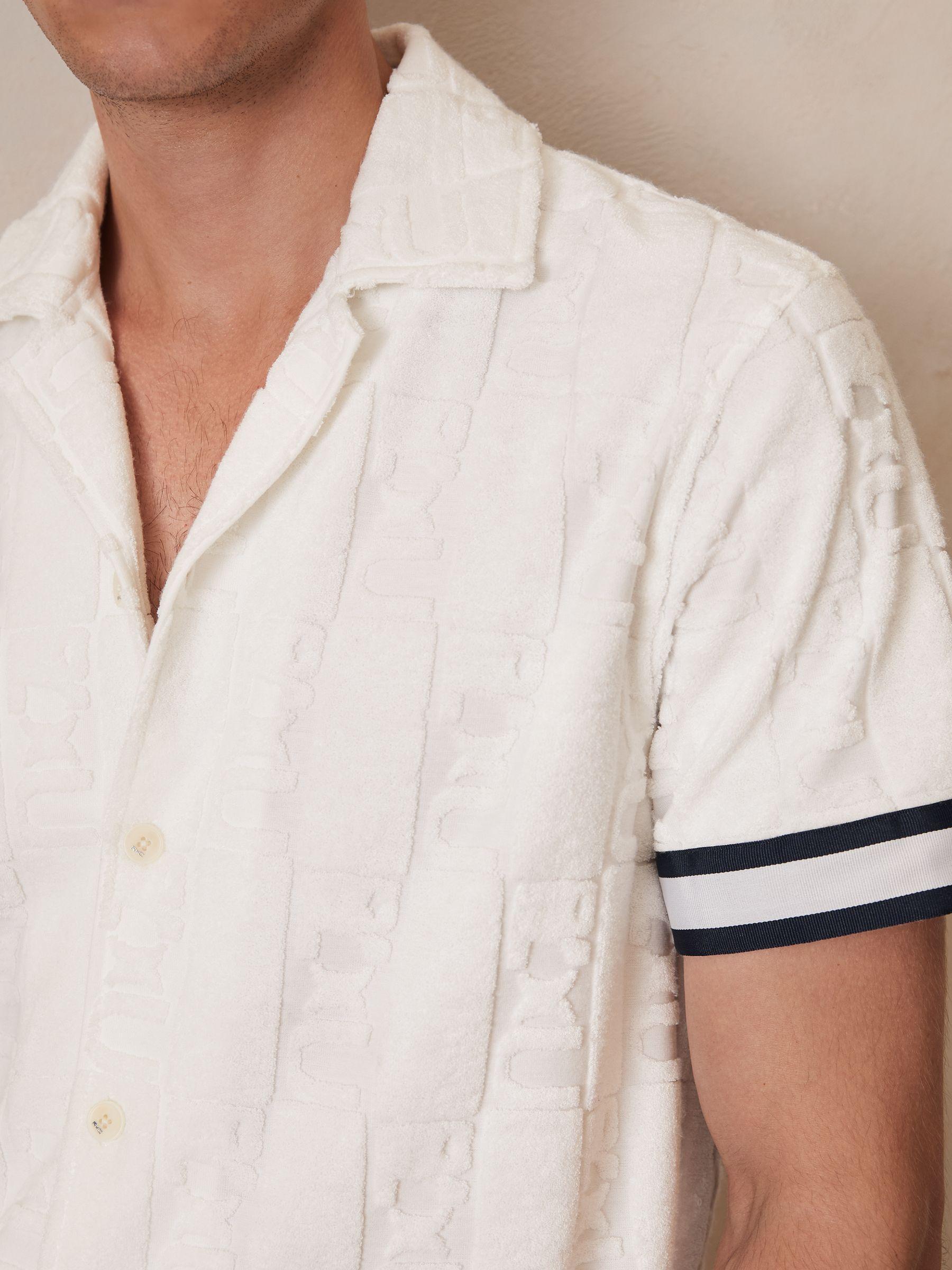 Reiss | Ché Towelling Monogram Shirt in White Product Image