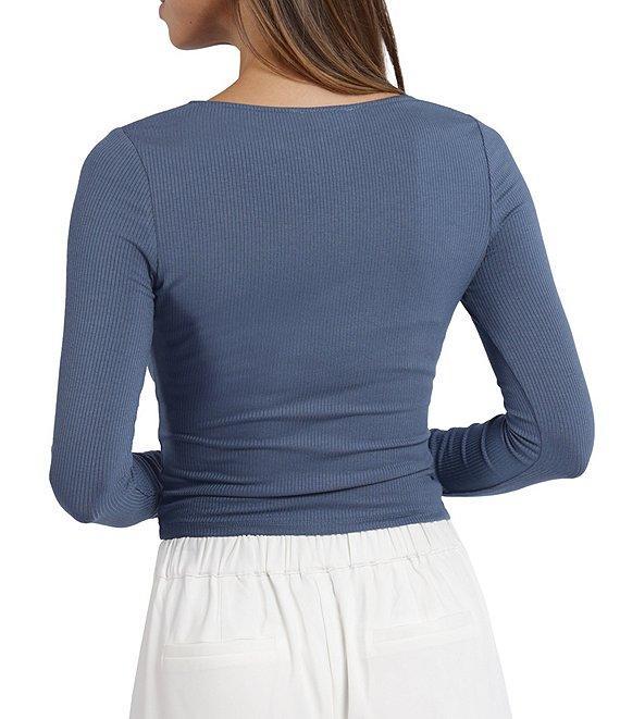 Sadie & Sage Ribbed Knit Round Neck Long Sleeve Fitted Top Product Image