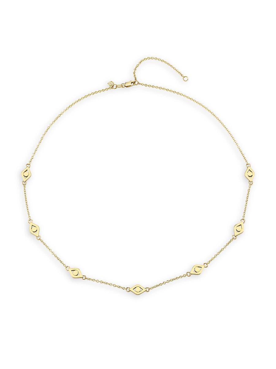 Womens 14K Yellow Gold Mediumn Evil Eye Station Necklace Product Image