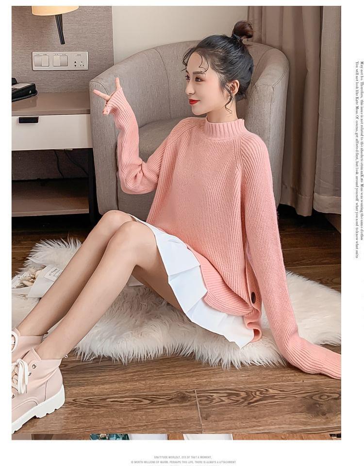 Maternity Mock Neck Plain Sweater Product Image