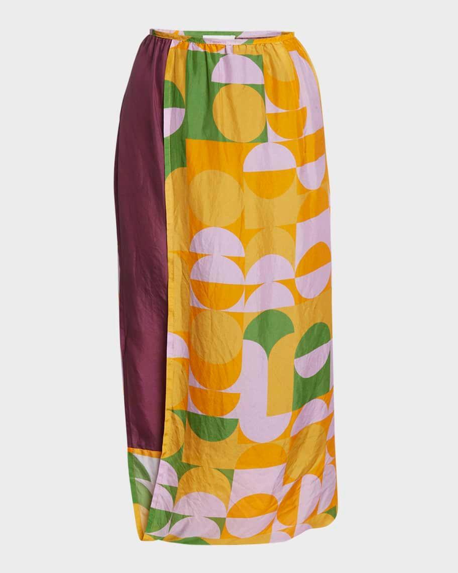 Casia Abstract-Print Oversized Silk Collared Shirt Product Image