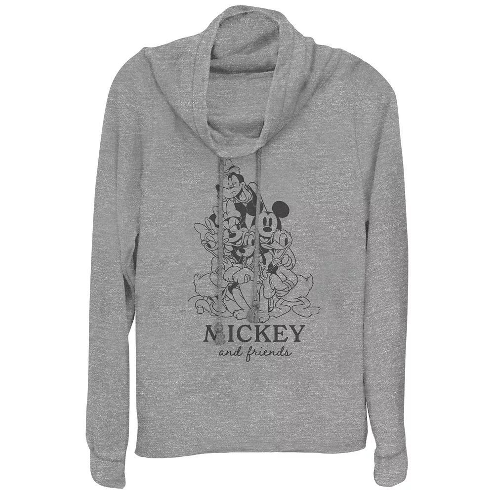 Disney's Mickey Mouse And Friends Group Hug Women's Cowlneck Graphic Lightweight Long Sleeve, Size: XL, Gray Grey Product Image