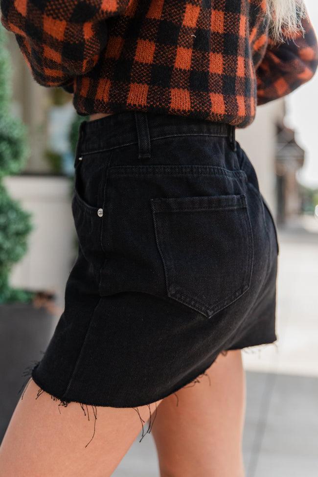 Point The Way Black Raw Hem Denim Skirt FINAL SALE Product Image