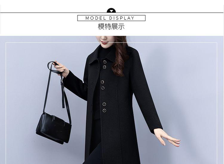 Collared Plain Button Coat Product Image