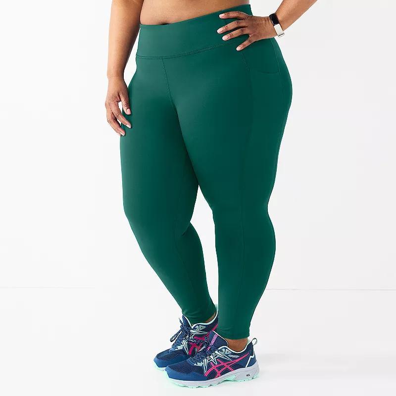 Plus Size Tek Gear® Ultrastretch High-Waisted Side Pocket 7/8 Leggings, Women's, Size: 1XL, Surely Red Product Image