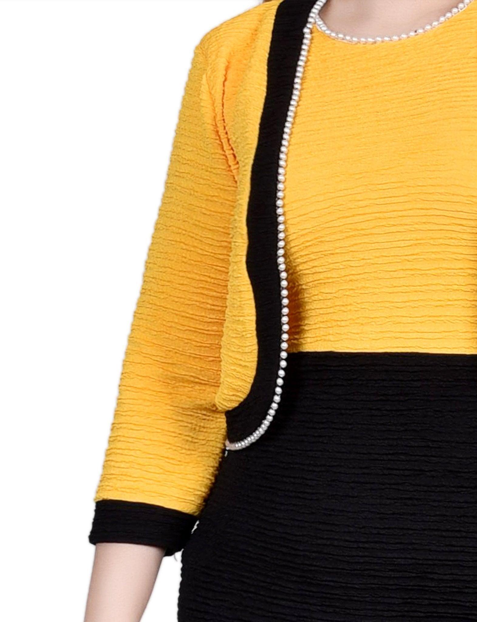 Black Lemon 3/4 Sleeve Textured Knit 2 Piece Dress Set Product Image