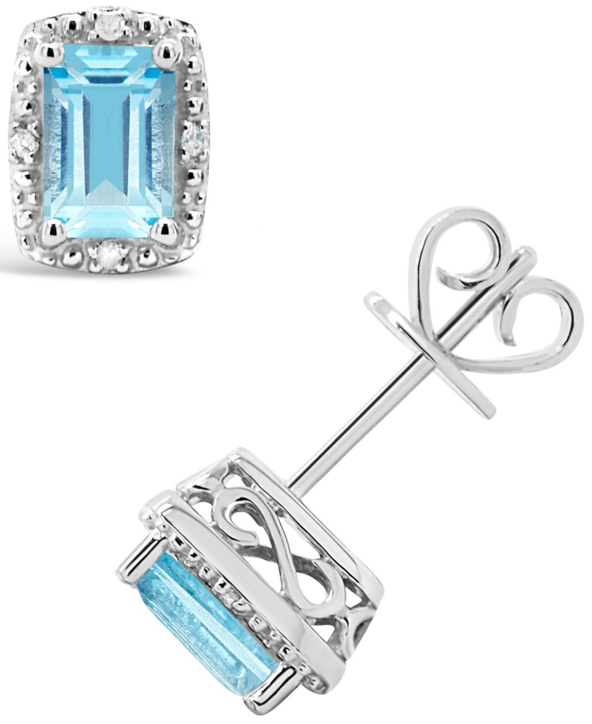 Celebration Gems Sterling Silver Pear Shaped Genuine Amethyst Diamond Accent Stud Earrings, Women's, Blue Topaz Product Image