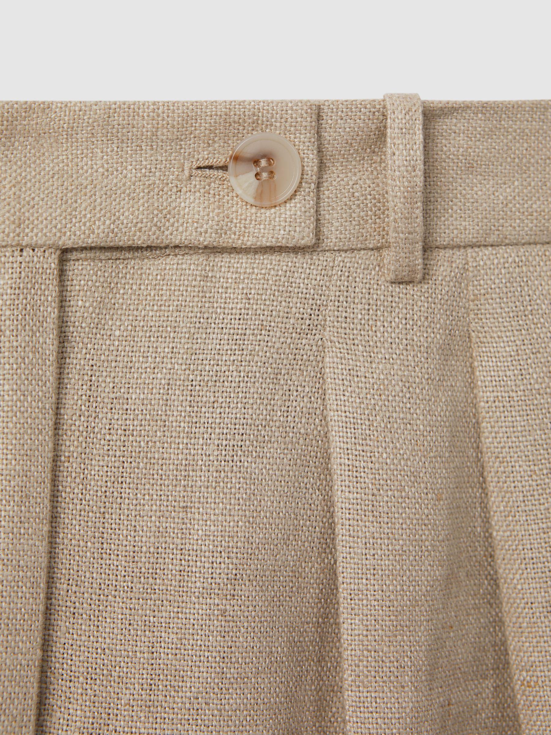 Linen Wide Leg Suit Trousers in Natural Product Image