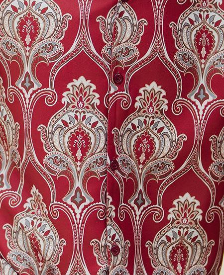 Red Wine Front Print Design 2 Piece Long Sleeve Walking Suit Set Product Image