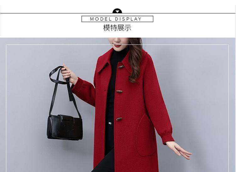 Collared Plain Button Coat Product Image