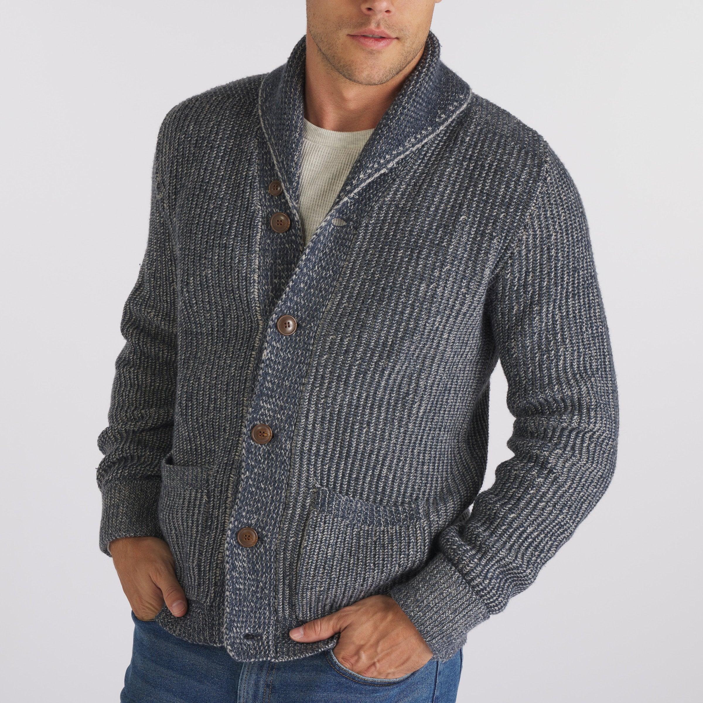 Belmont Plaited Cardigan Sweater - Blue Charcoal Product Image