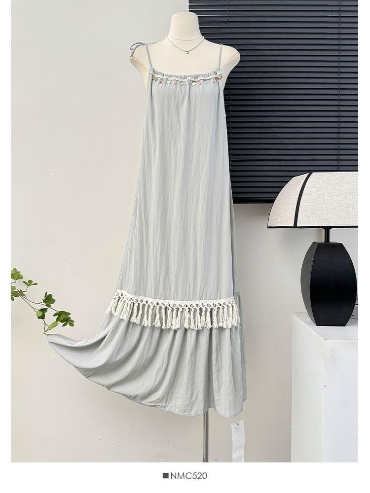 Tasseled Sleeveless Maxi Dress in 5 Colors Product Image