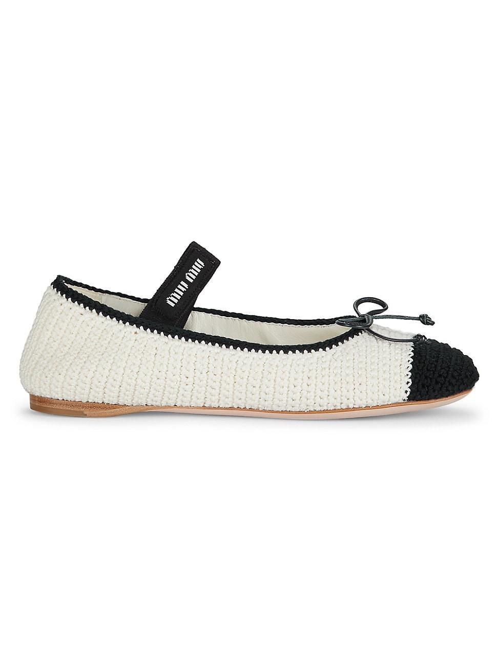 Womens Cotton Crochet Ballet Flats Product Image