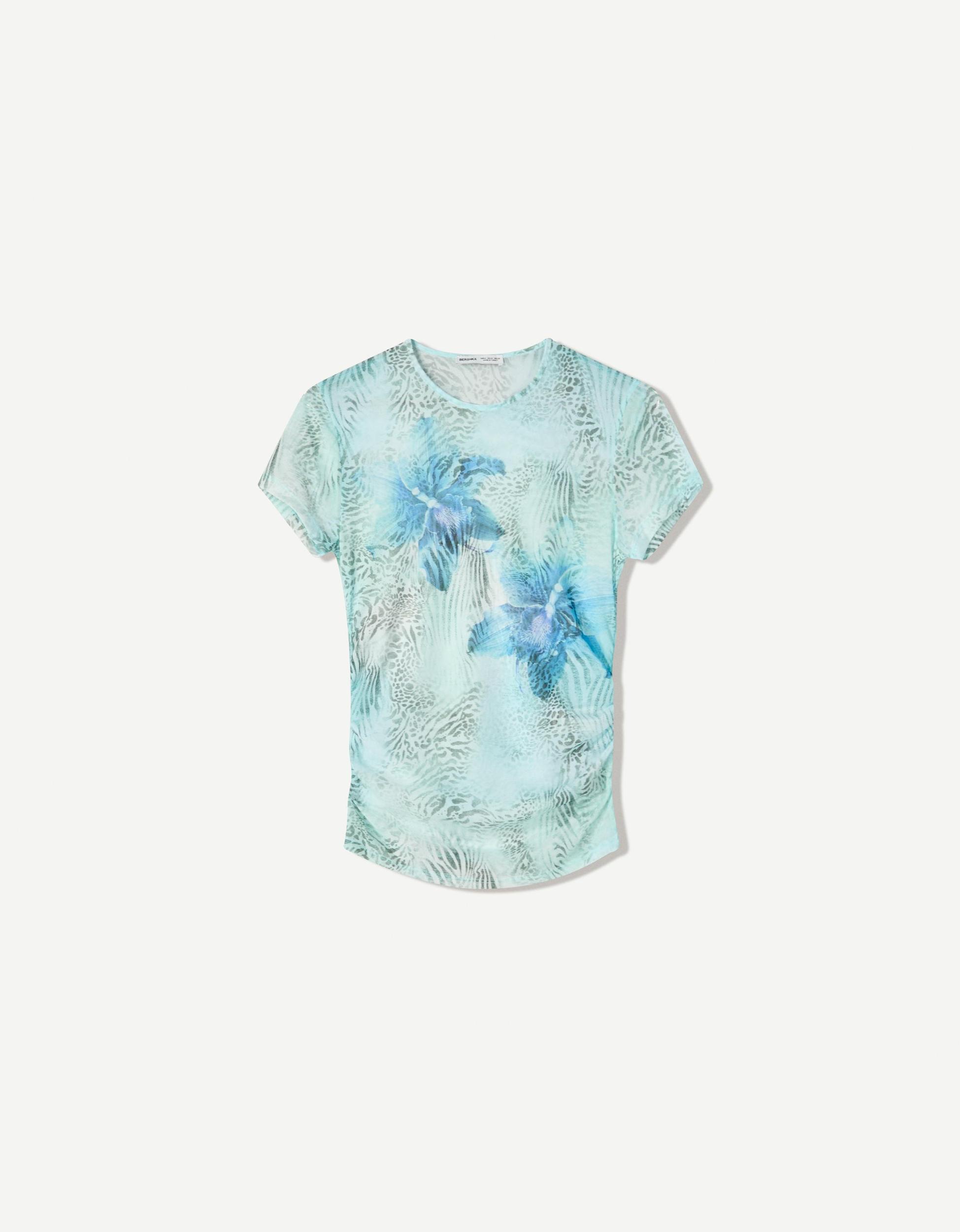 Printed short sleeve tulle T-shirt Product Image
