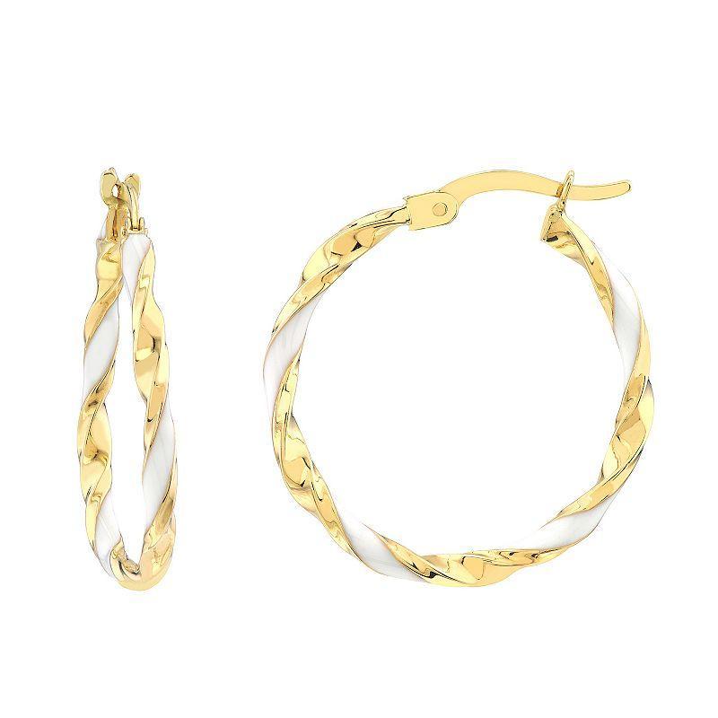 Color Romance 20 mm Enamel Twist Hoop Earrings, Women's, Yellow Product Image