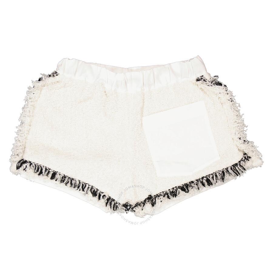 SACAI Ladies Off White High-waisted Tweed Shorts Product Image