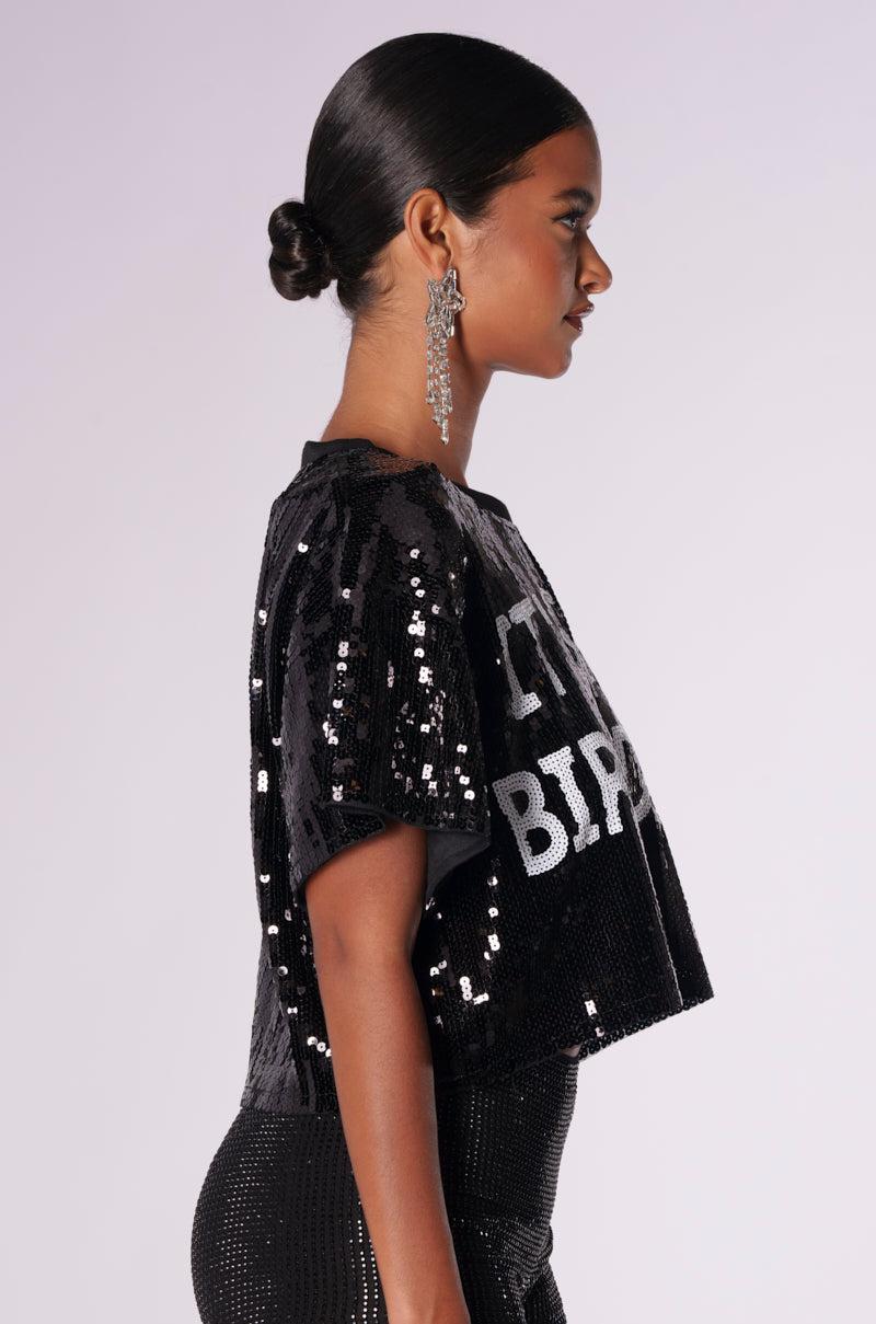 IT'S MY BIRTHDAY SEQUIN T-SHIRT Product Image