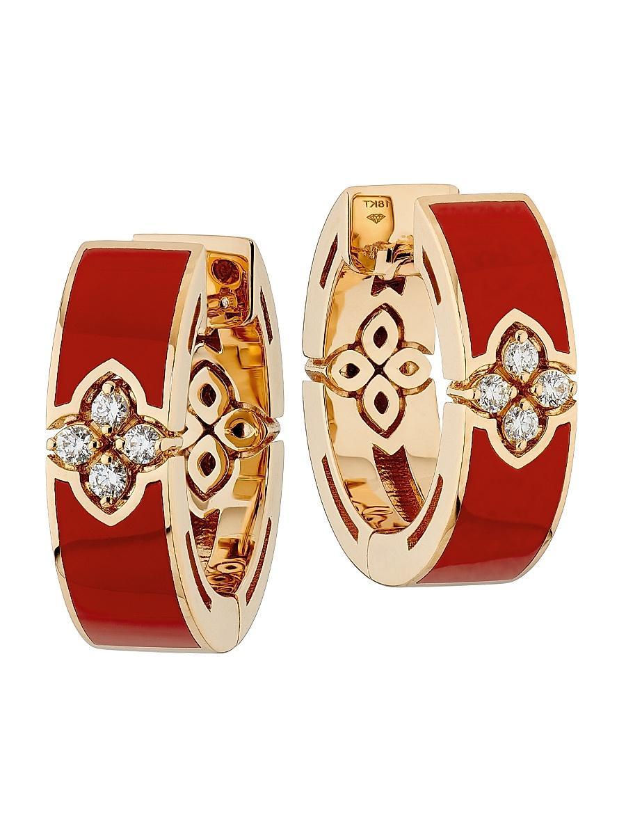 Womens Love In Verona 18K Rose Gold, Enamel & 0.06 TCW Diamond Hoop Earrings Product Image