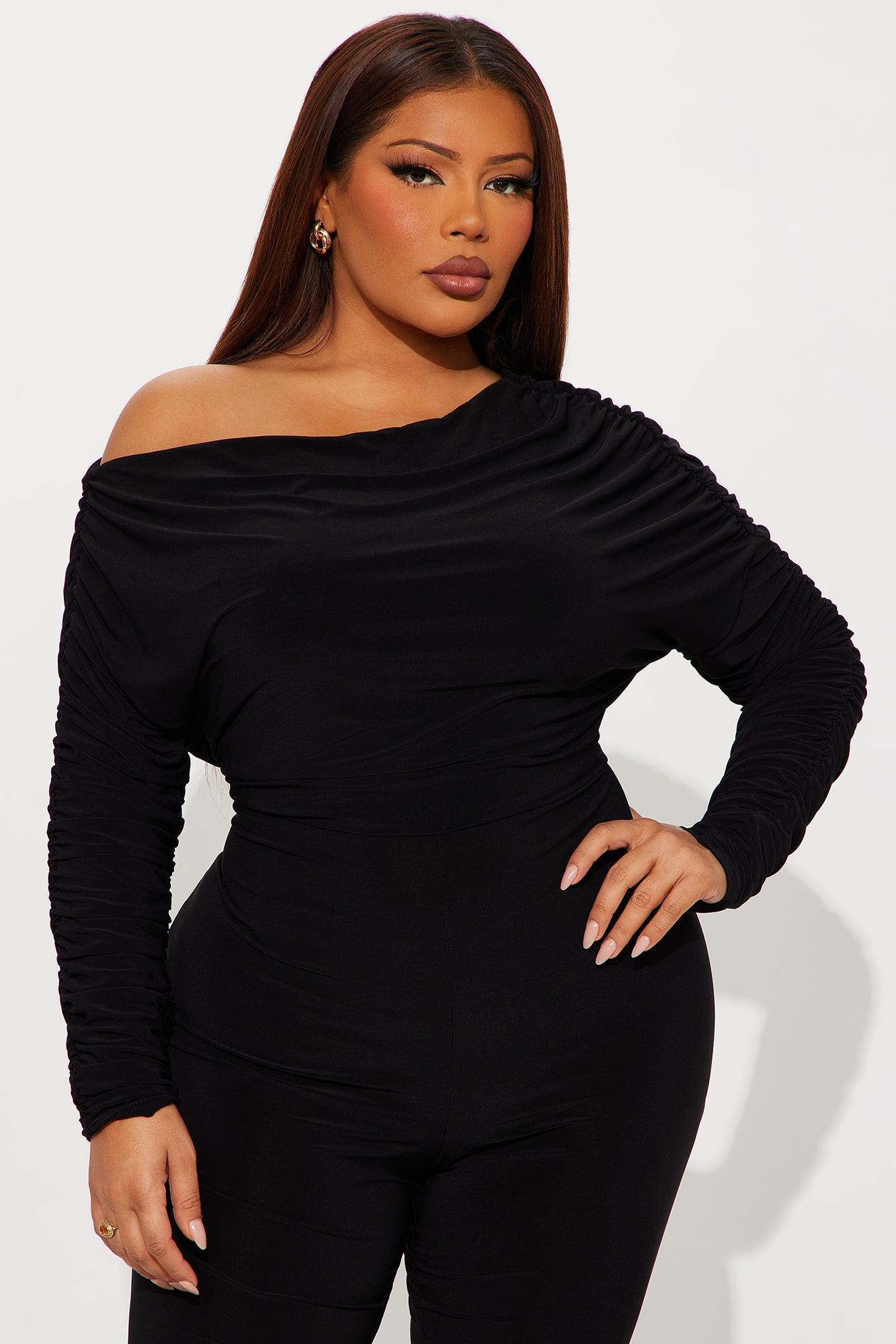 Evangeline Off Shoulder Flare Leg Jumpsuit - Black Product Image