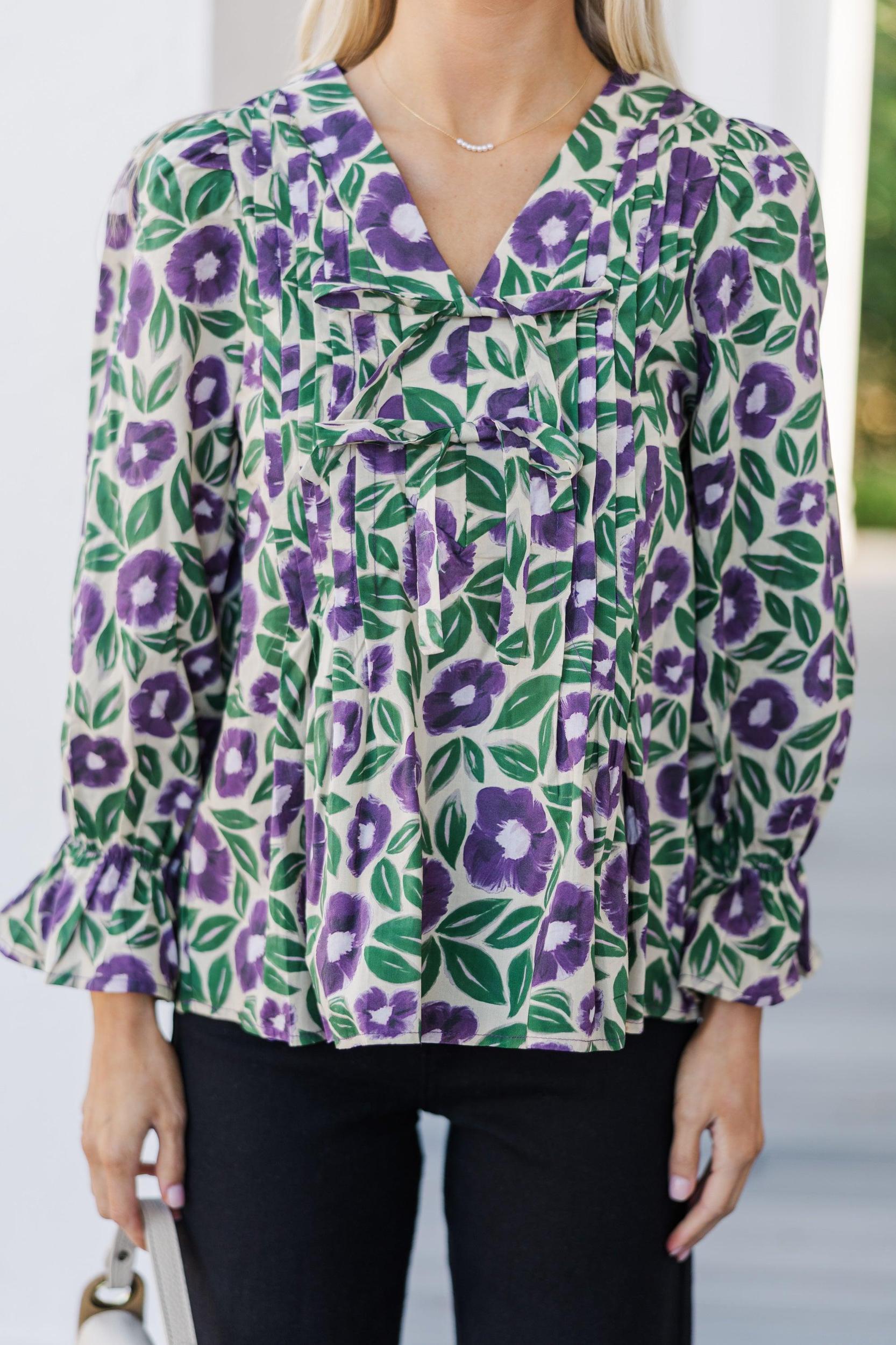 All For The Best Purple Floral Blouse Female Product Image