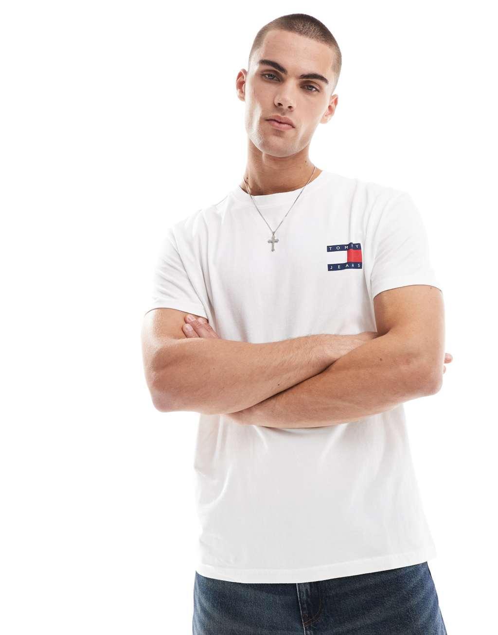 Tommy Jeans flag back print graphic T-shirt in white Product Image