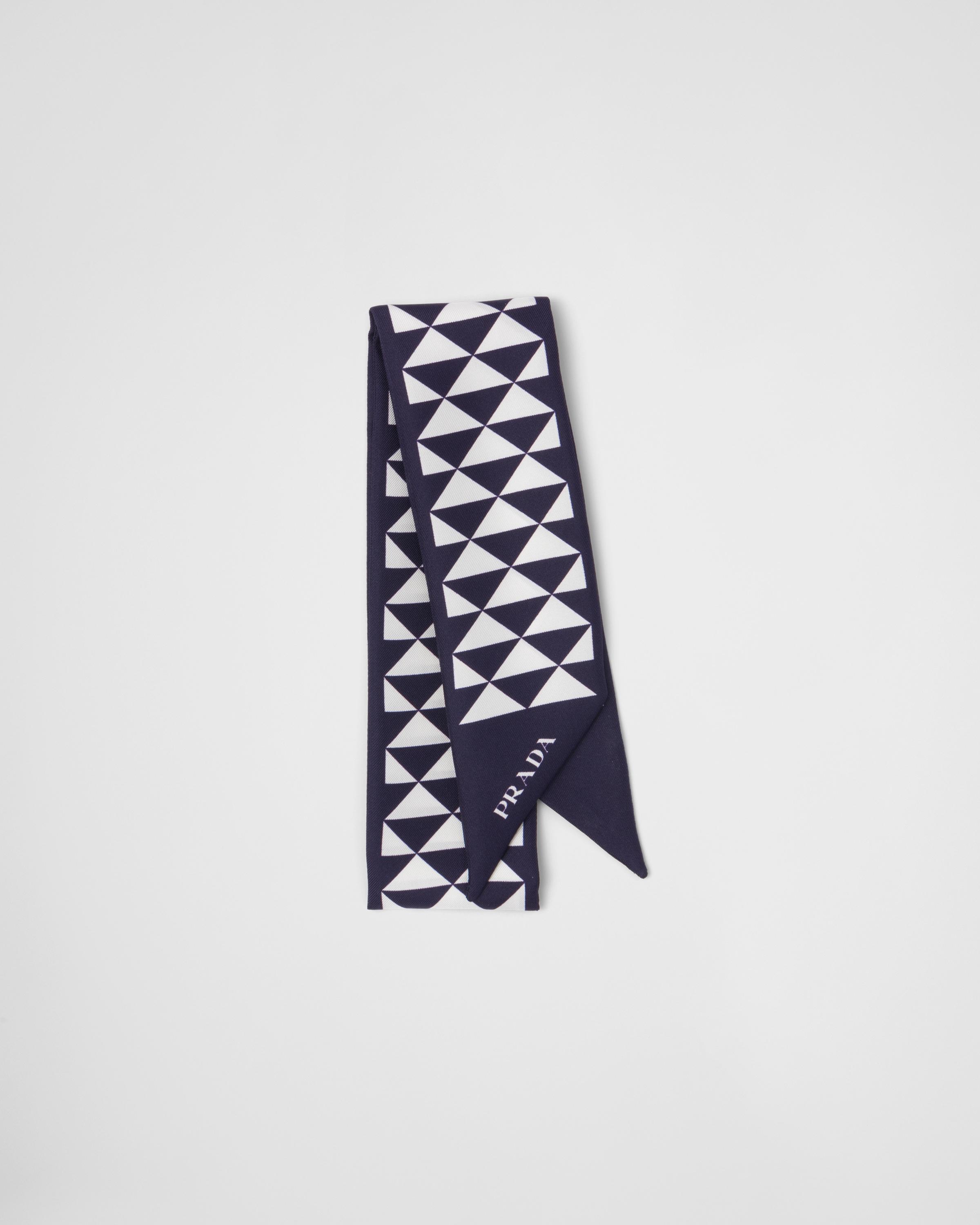PRADA Triangle-logo Scarf In Wisteria+white Product Image