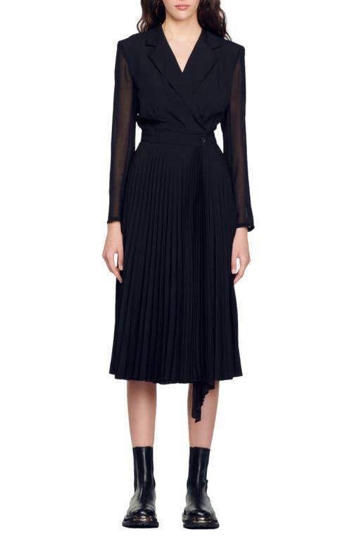 Sandro House Pleated Midi Dress Product Image