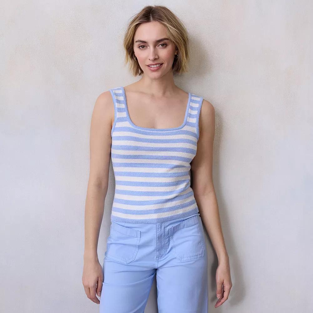 Women's LC Lauren Conrad Sweater Tank Top, Size: Medium, Chandail Stripe Product Image