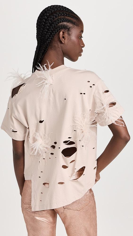 Marques Almeida Distressed T-Shirt with Feathers | Shopbop Product Image