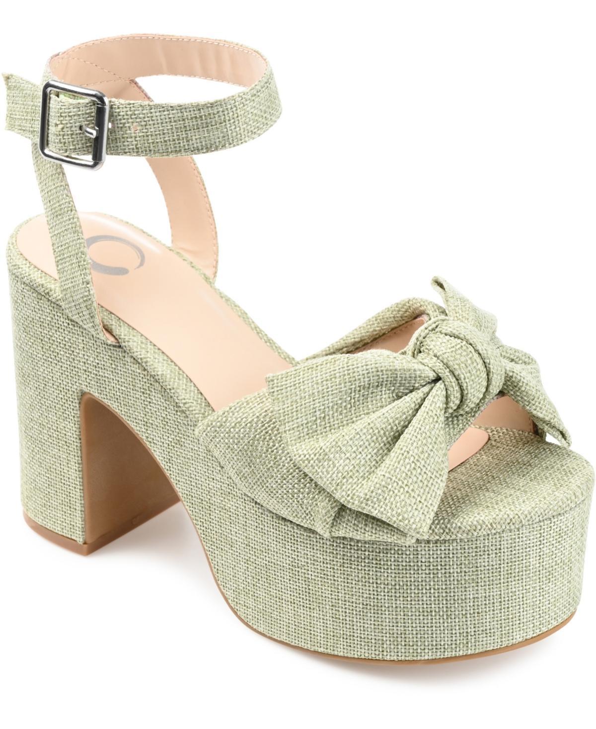 Journee Zenni Women's Tru Comfort Foam™ Bow Block Heel Sandals, Size: 9, Plaid Product Image