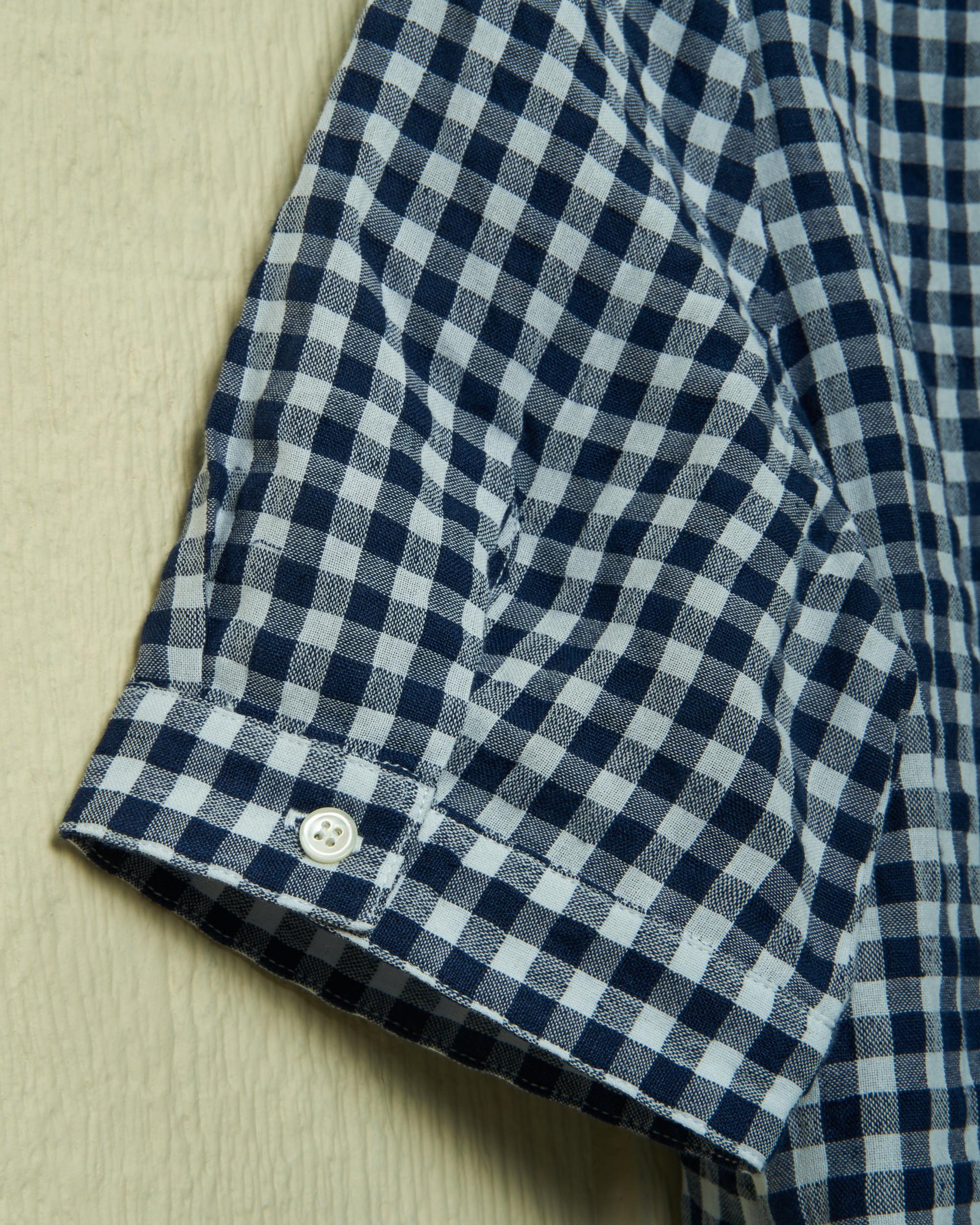 Beach Coverup in Navy Gingham Linen Product Image