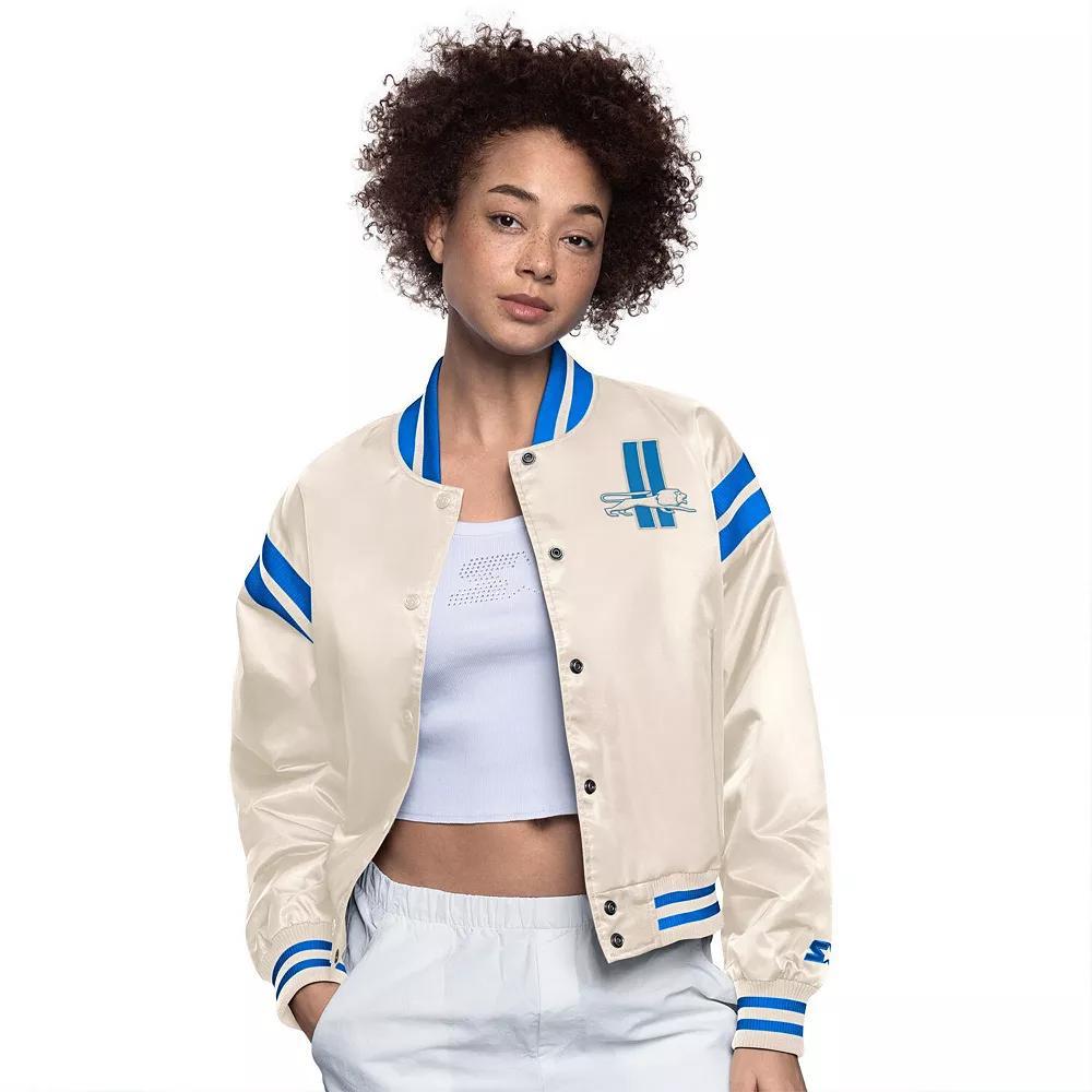 Womens Starter Cream Philadelphia Eagles Full Count Full-Snap Satin Jacket Product Image