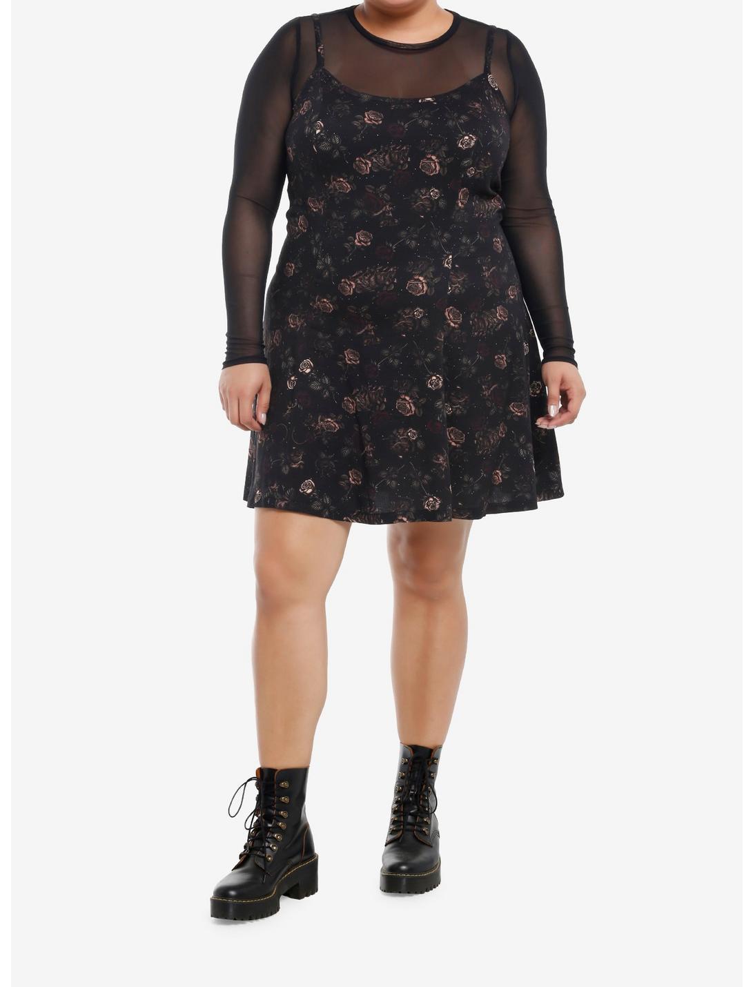 Thorn & Fable Rodents & Roses Mesh Twofer Cami Dress Plus Size Product Image