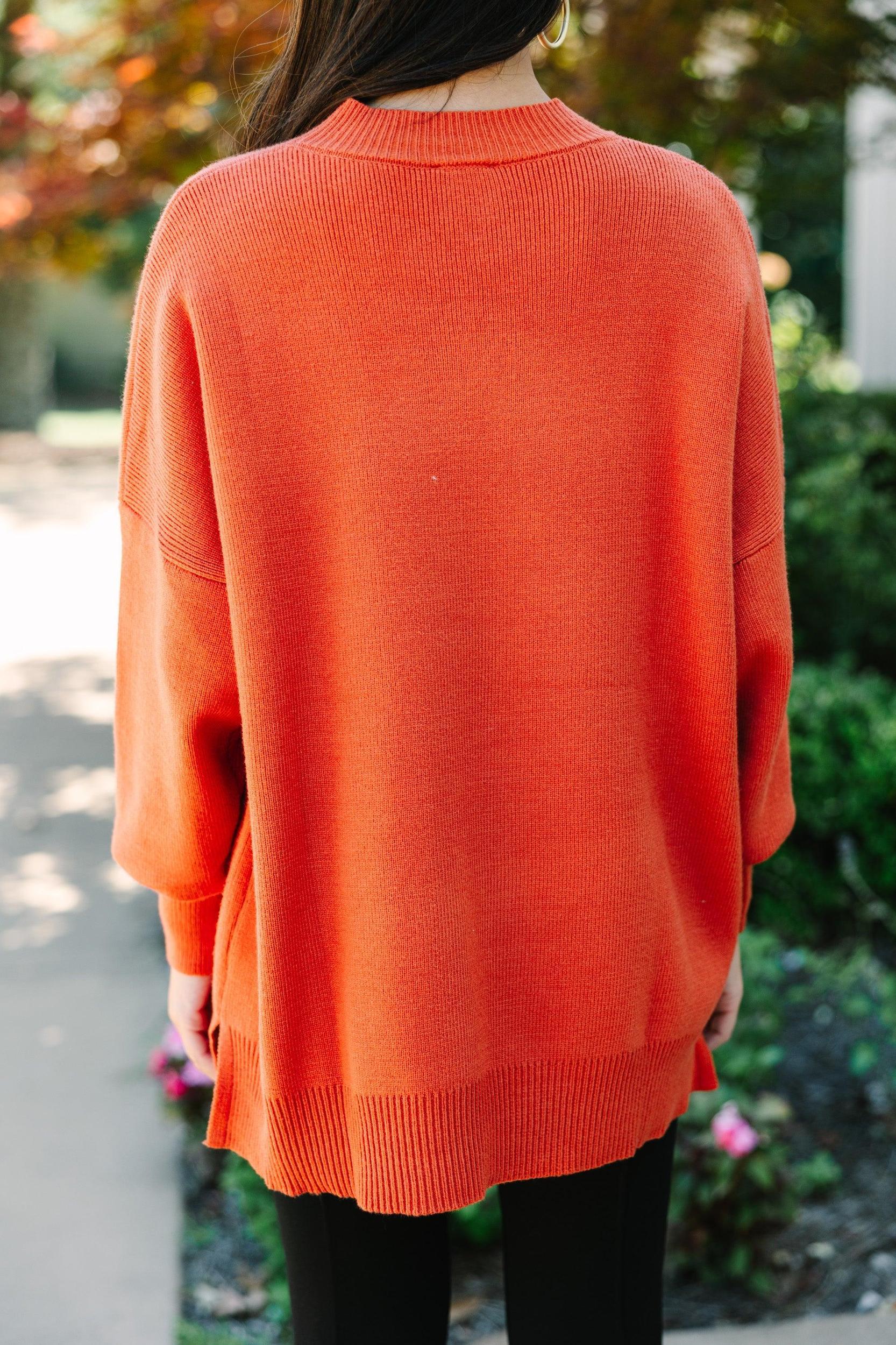Perfectly You Rust Orange Mock Neck Sweater Female Product Image