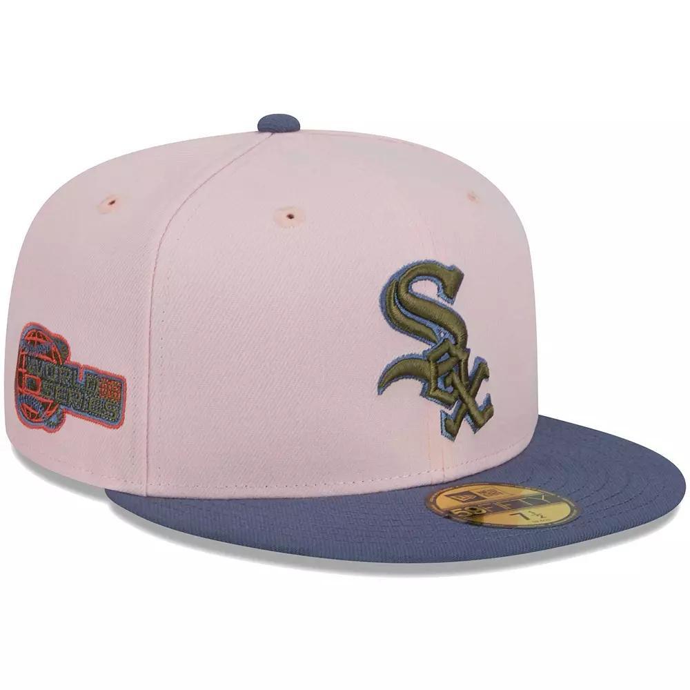 Men's New Era Pink/Blue Chicago White Sox  Olive Undervisor 59FIFTY Fitted Hat, Size: 7 5/8 Product Image