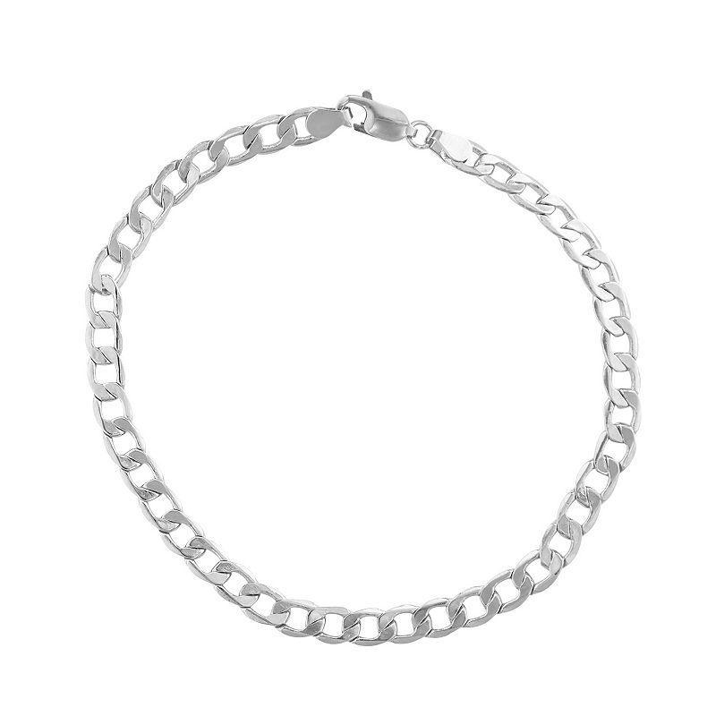 Jordan Blue Mens 10k Gold 5mm Curb Chain Bracelet 10k Whgold Product Image