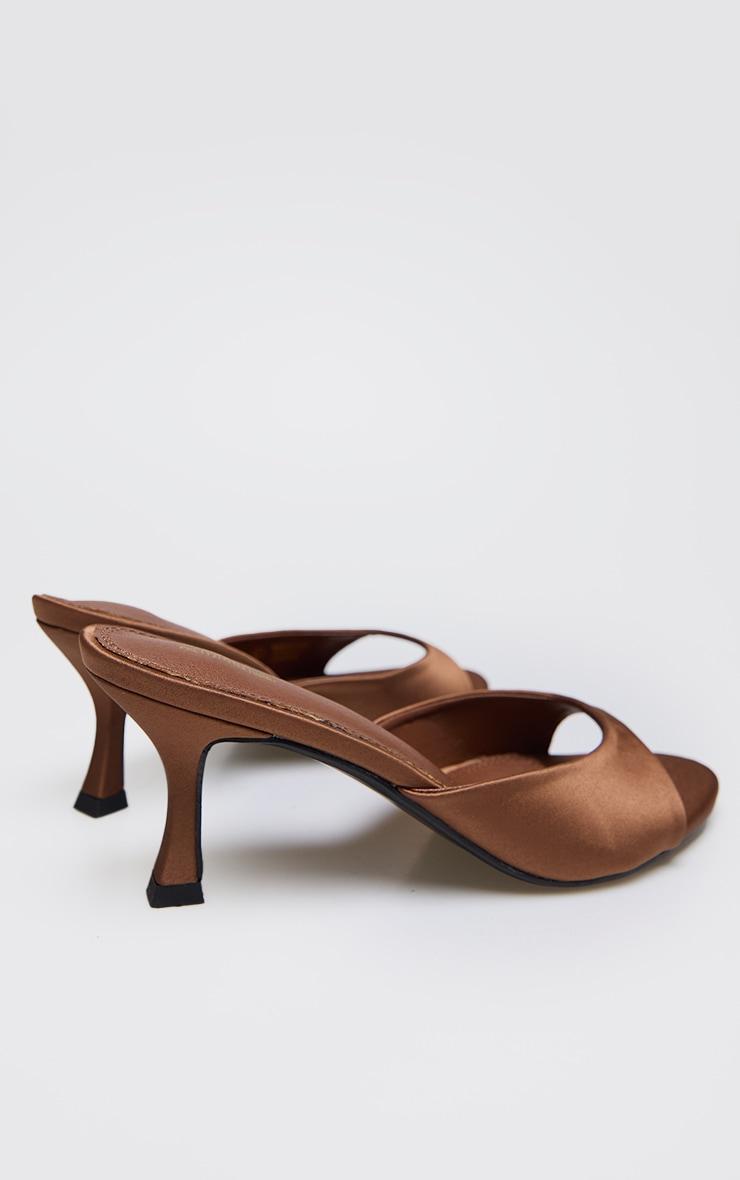 Bronze Satin Round Toe Low Heel Mules Product Image