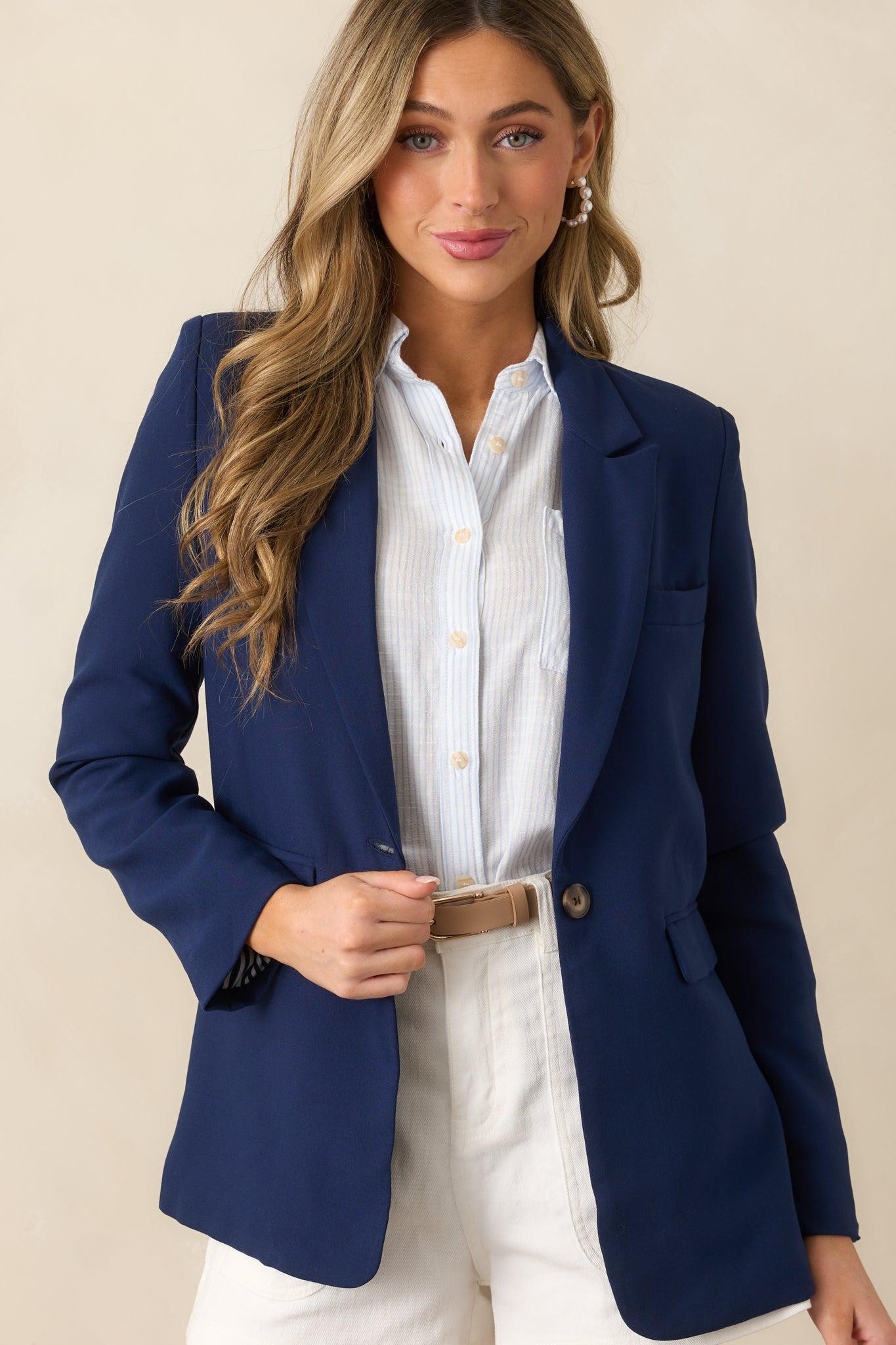Running Around Navy Blazer Product Image