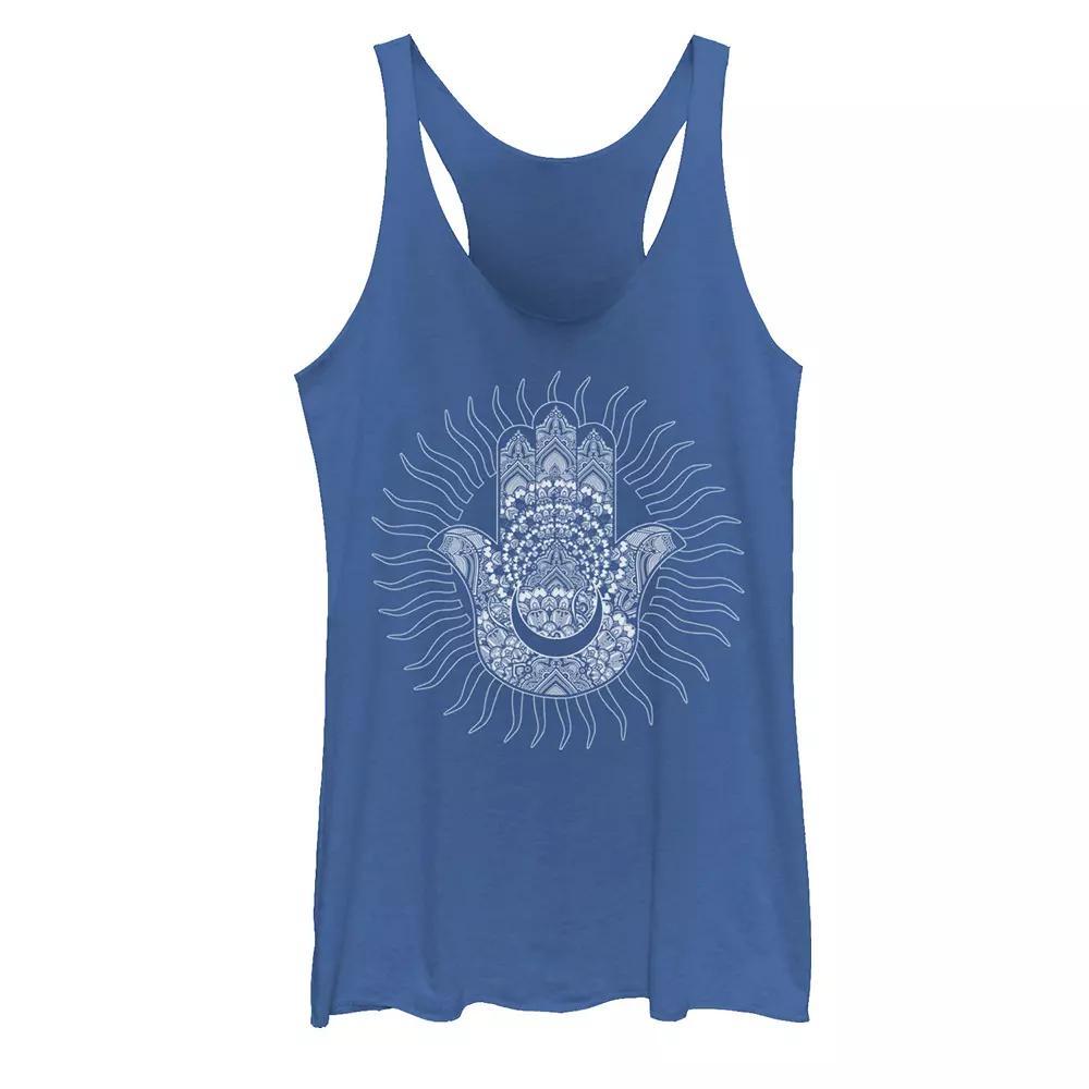 Juniors' Hamsa Moon Sun Geometric Design Graphic Tank Top, Girl's, Size: Small, Navy Grey Product Image