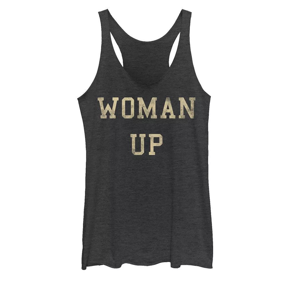 Juniors' Woman Up Bold GraphicTank, Girl's, Size: Medium, Black Grey Product Image