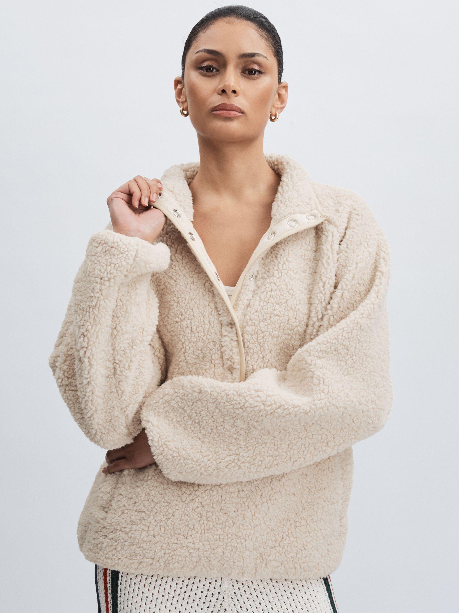 Press Stud Fleece Sweatshirt in Natural Product Image