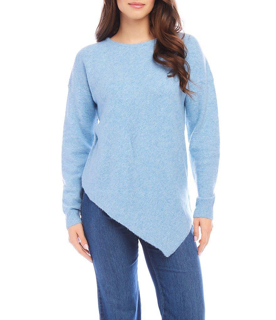 Karen Kane Boat Neckline Long Sleeve Asymmetrical Hemline Top Product Image