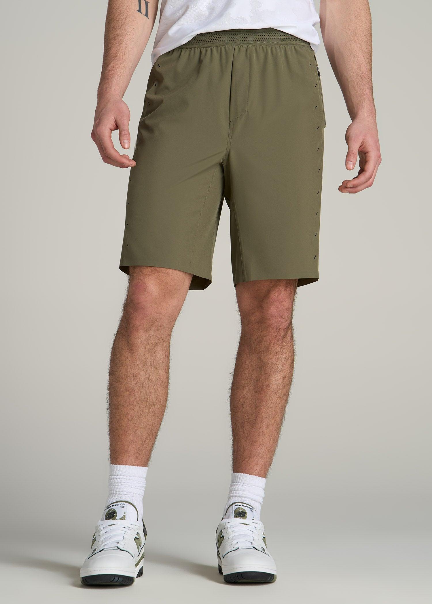 Featherweight Perforated Training Shorts for Tall Men in Black Camo Product Image