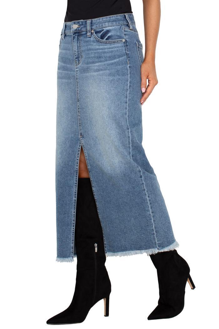 5-pkt frnt slit maxi skrt w/ fray hem 34.5ins Product Image