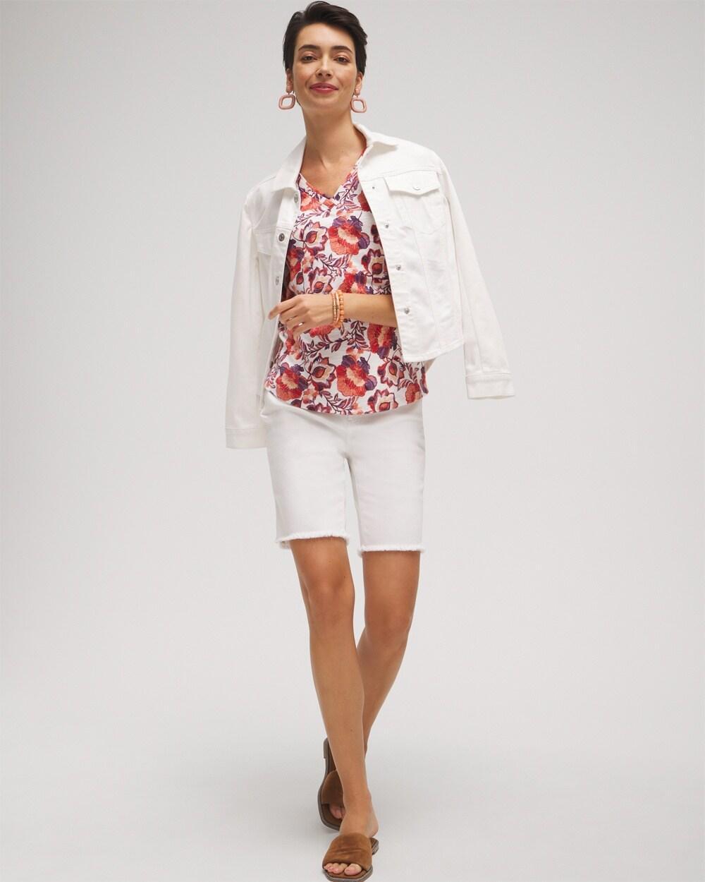 Floral Elbow Sleeve A-line Tee Product Image