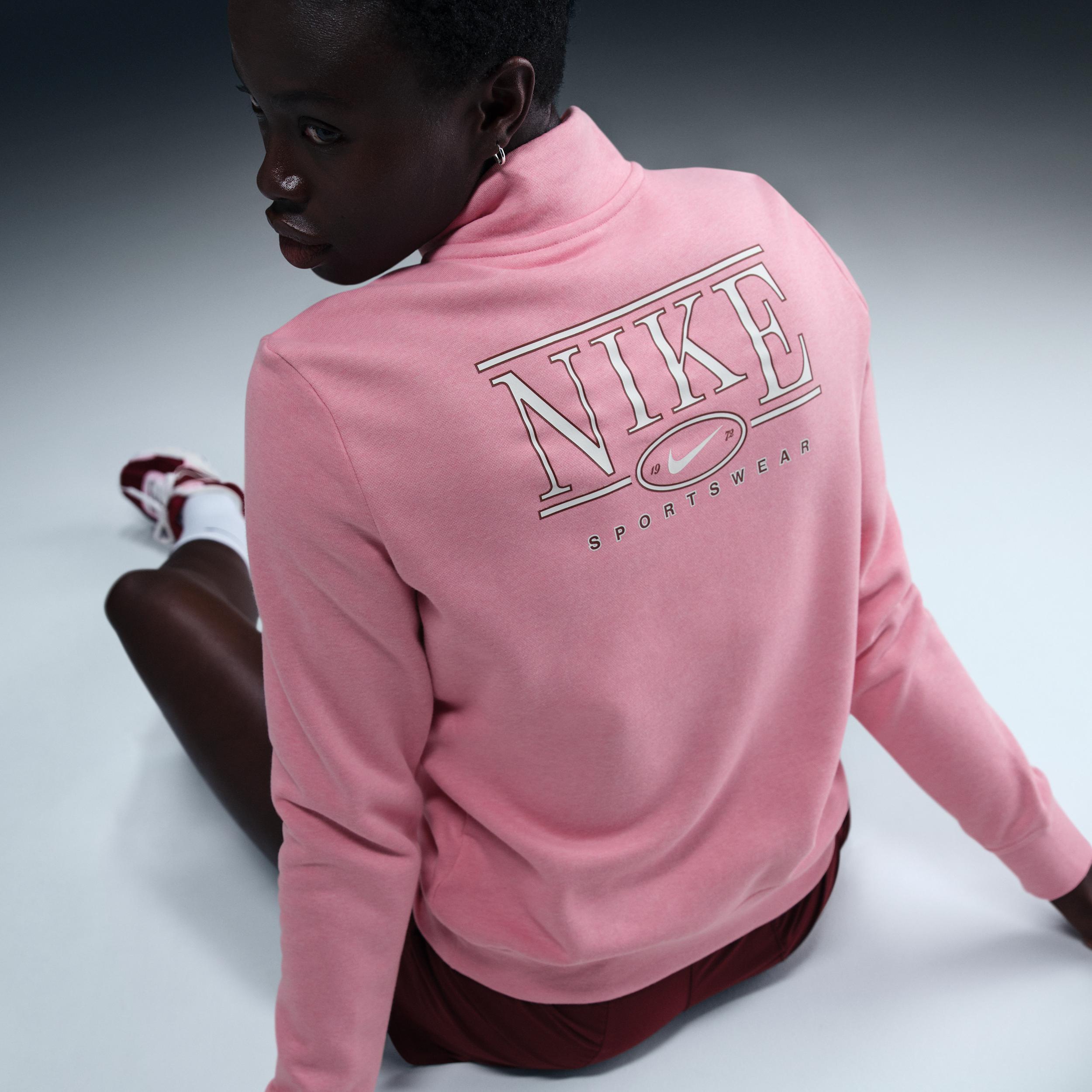 Nike Sportswear Club Fleece Women's Mock-Neck 1/2-Zip Graphic Top Product Image