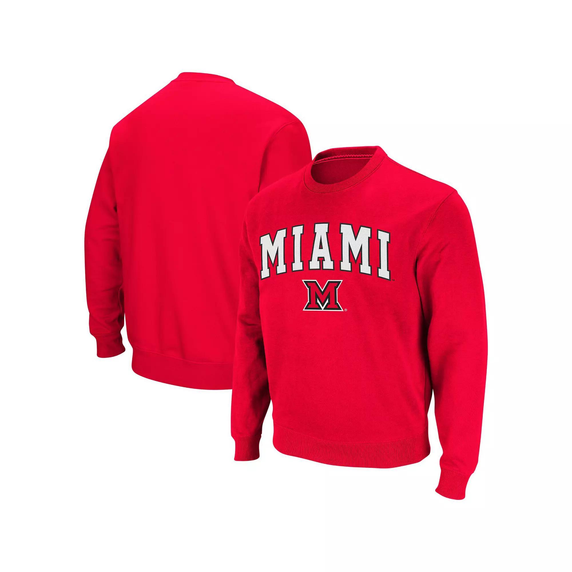 Men's Colosseum Black Louisville Cardinals Arch & Logo Crew Neck Sweatshirt, Size: Large Product Image