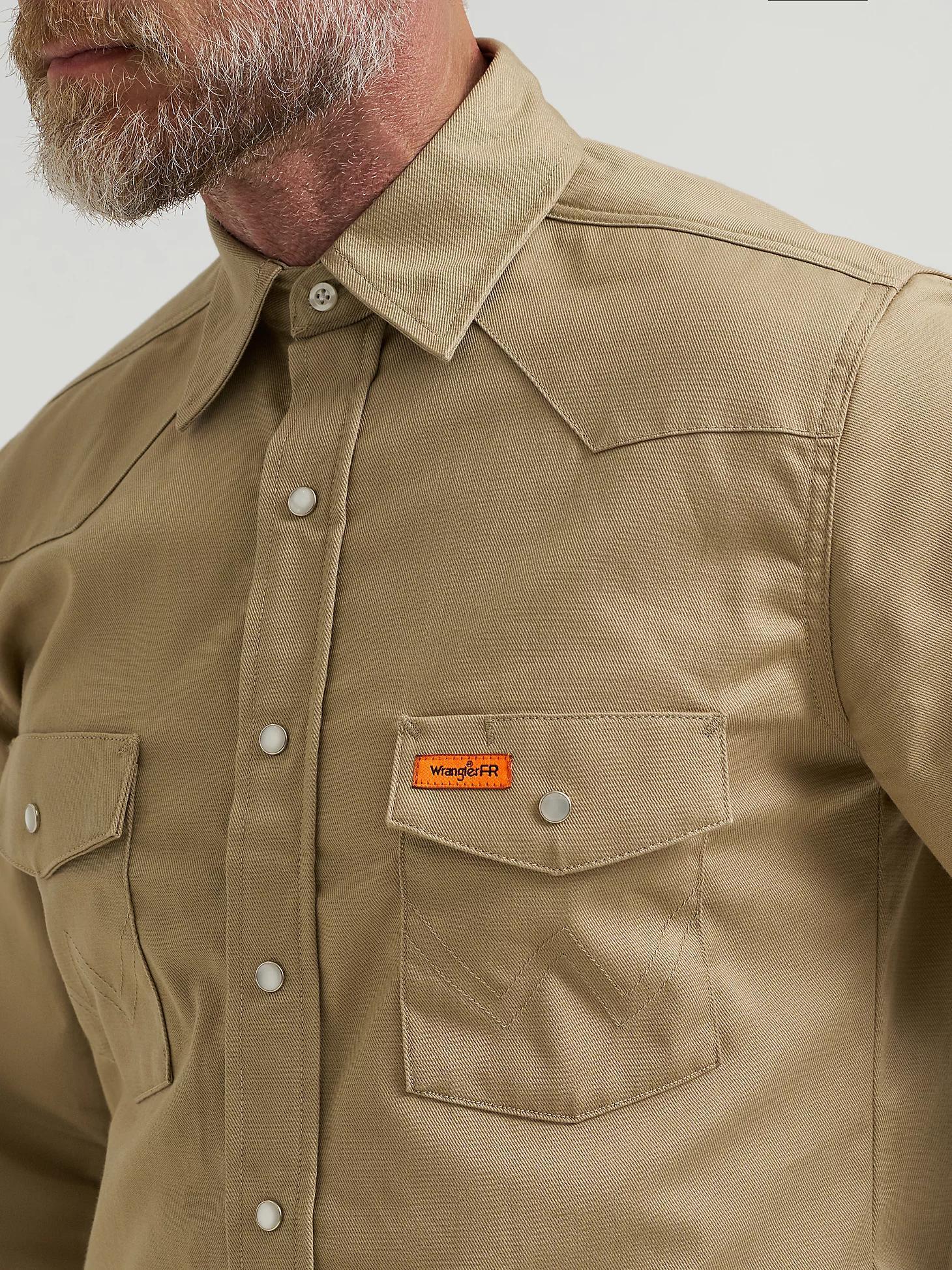 Wrangler® FR Flame-Resistant Long Sleeve Western Snap Solid Twill Work Shirt | Men's SHIRTS | Wrangler® Product Image