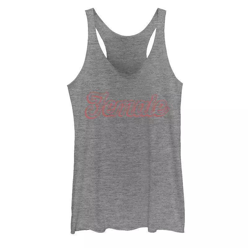 Juniors Female Bubble Red Text Tank Top, Girls Gray Grey Product Image