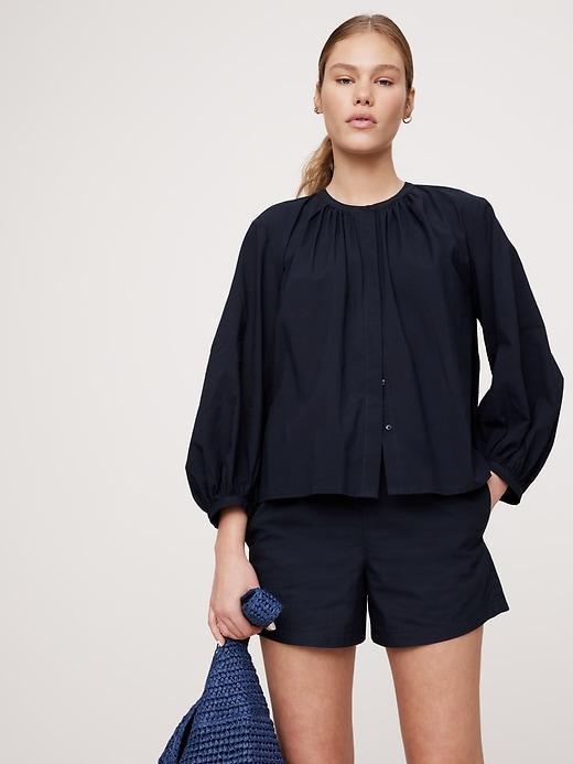 Cotton Voile Shirred Blouse Product Image